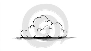 Comic Style Cloud Outline, Black and White, Simple Vector Art