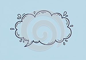 Cartoon Cloud Shape Message Bubble on Blue Background