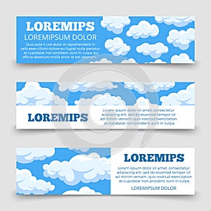 Cartoon clouds horizontal banners template