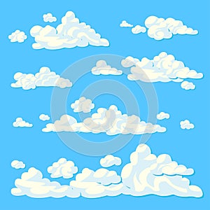 Cluster of soft and fluffy clouds on a blue background