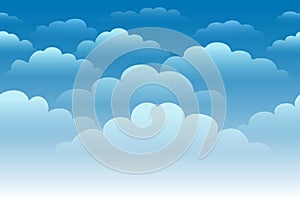 Cartoon Cloudy Sky Horizontal Seamless Background