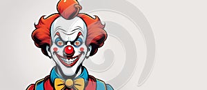 a cartoon clown with a bow tie and red nose