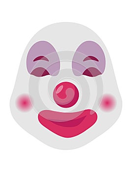 Cartoon clown face mask vector icon