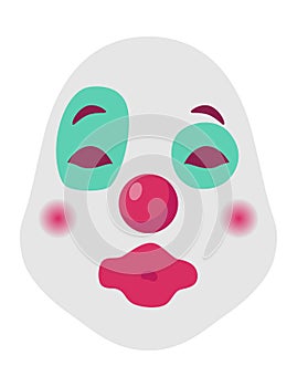 Cartoon clown face mask vector icon