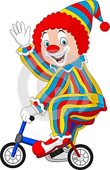 Cartoon clown riding bicycle