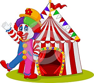 Cartoon clown waving hand