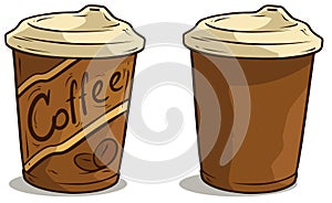 Cartoon coffee cup with lid vector icon