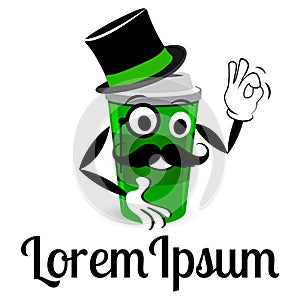 Cartoon coffee cup logo template