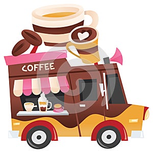 Cartoon Coffee Food Truck