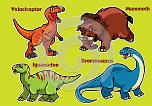 Cartoon collection of dinosaurs
