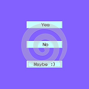 Cartoon Color Button Yes, No and Maybe Set. Vector