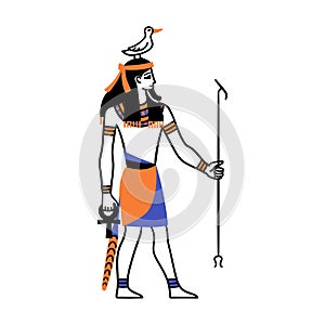 Cartoon Color Character Egyptian God Geb. Vector