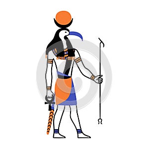 Cartoon Color Character Egyptian God Thoth. Vector