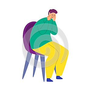 Cartoon Color Character Man Crying. Vector