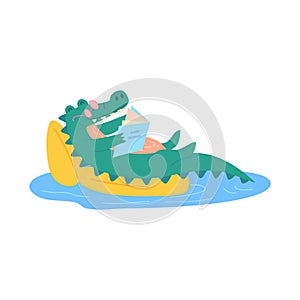 Cartoon Color Character Mascot Cute Crocodile. Vector