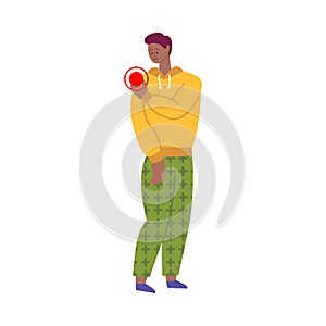 Cartoon Color Character Person and Ache Pain Concept. Vector