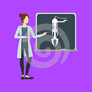 Cartoon Color Character Person Female Engineering Concept. Vector