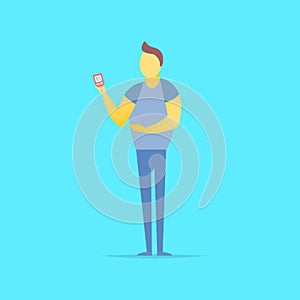 Cartoon Color Character Person Male Diabet Concept. Vector photo