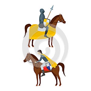 Cartoon Color Character Person Medieval Knight Concept. Vector