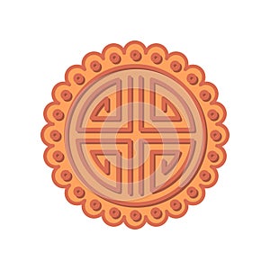 Cartoon Color Chinese Moon Cake. Vector