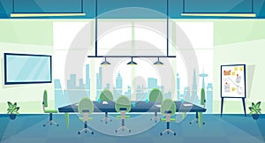 Cartoon Color Conference Hall Business Inside Interior. Vector