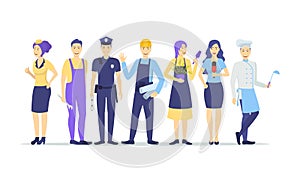 Cartoon Color Different Characters Professions Set. Vector