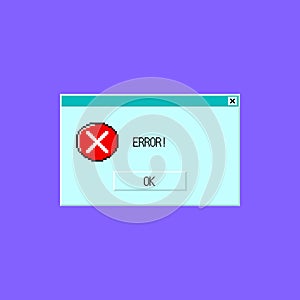 Cartoon Color Error Window on Computer Monitor. Vector