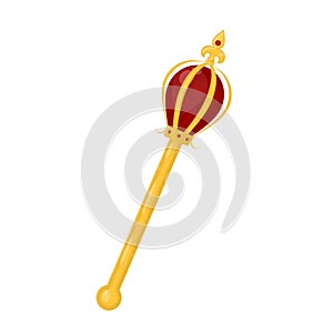 Cartoon Color Golden Royal Regal Scepter. Vector