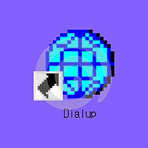 Cartoon Color Pixel Art Dialup Shortcut. Vector photo