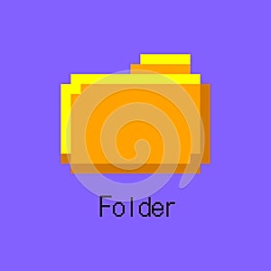 Cartoon Color Pixel Folder UI Button. Vector