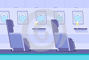 Cartoon Color Plane Interior Inside .Vector