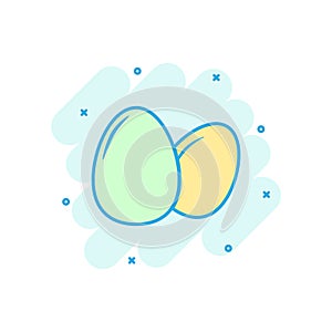 Cartoon colored egg icon in comic style. Eggshell illustration p