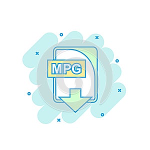 Cartoon colored MPG file icon in comic style. Mpg download illus photo