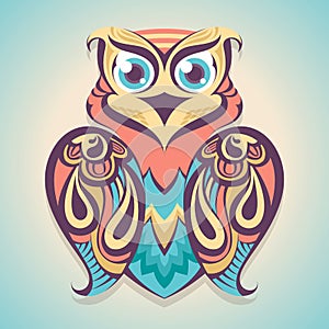 Cartoon colored owl