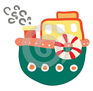 Cartoon of a colorful boat vector or color illustration