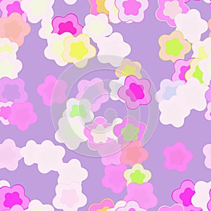 Cartoon colorful bright stars on pastel violet background