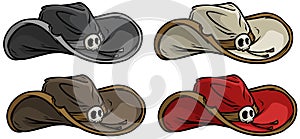 Cartoon cowboy old rerto hat vector icon set photo