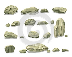 Cartoon Colorful Gray Stones Set