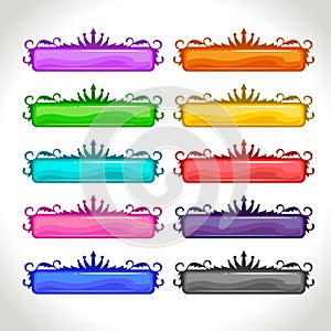 Cartoon colorful long vintage horizontal banners