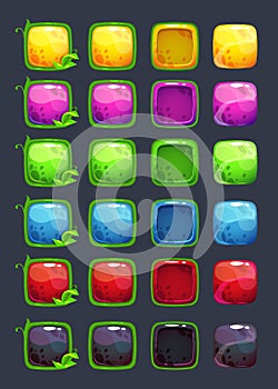 Cartoon colorful vector square buttons