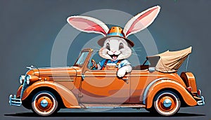 Cartoon comedy rabbit hat funny jalopy car design photo