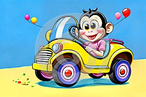 Cartoon comic balloon smile toy yellow bumper car smiling game photo