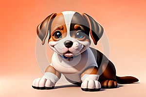 Cartoon comic book smile young puppy dog brown white clipart