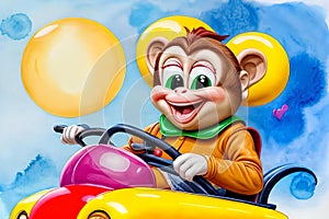 Cartoon comic children creature smile toy bumper car game