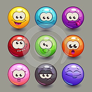Cartoon comic round faces set