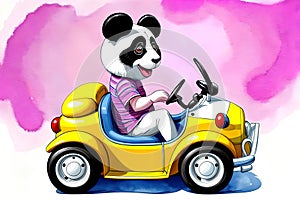 Cartoon comic smile bumper car toy driver watercolor clipart creature