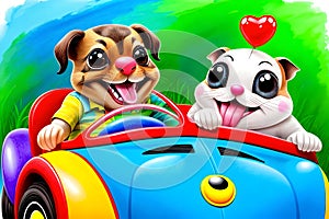 Cartoon comic smile bumper car toy puppy dog child fun photo