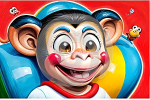 Cartoon comic smile furry fun face carnival circus clown child play photo