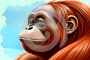 Cartoon comic smile orangutan great ape calm senior citizen contentment peaceful