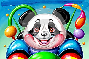 Cartoon comic smile panda teddy bear toddler smiling play